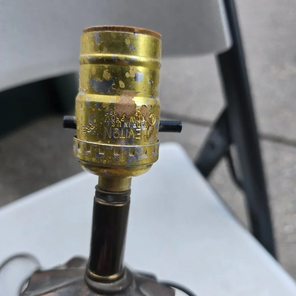 Vintage Handmade Nautical Anchor Oil Lantern Table Lamp Amber Glass WORKS Metal